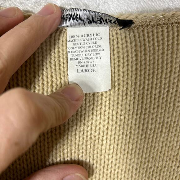 Sweater Project Vintage Large Beige Open Knit Sleeveless Long USA - Picture 6 of 8